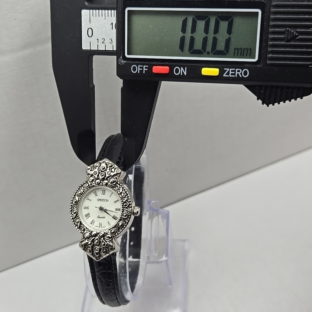 Womens Vintage Sasson Watch Silver Tone Mother of Pearl Marcasite New Battery - Picture 5 of 12